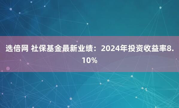 选倍网 社保基金最新业绩：2024年投资收益率8.10%