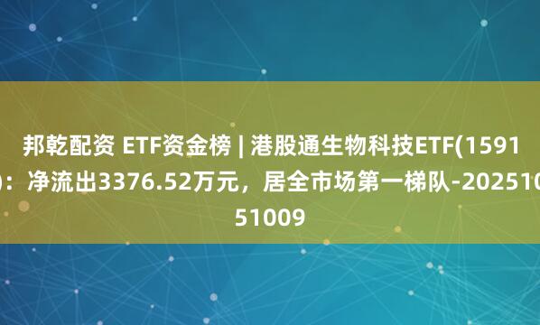 邦乾配资 ETF资金榜 | 港股通生物科技ETF(159102)：净流出3376.52万元，居全市场第一梯队-20251009